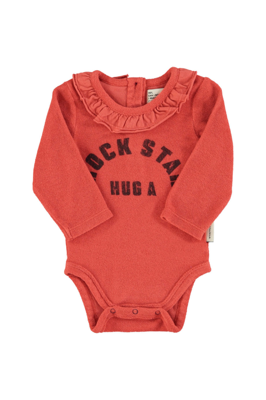 PIUPIUCHICK BABY |  Baby long sleeve body w/ collar | Terracotta w/ rock star" print