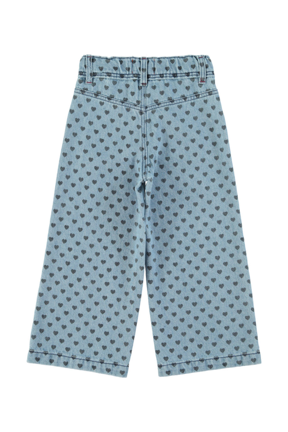 PIUPIUCHICK | Flare trousers | Washed blue denim w/ black hearts