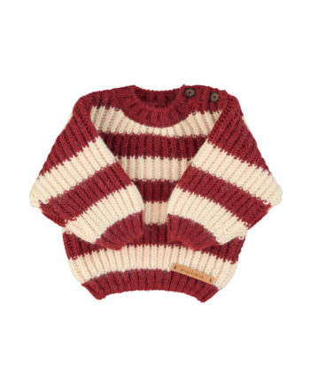 PIUPIUCHICK BABY | Knitted sweater | Bordeaux & light pink stripes
