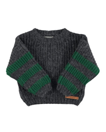 PIUPIUCHICK | Knitted sweater | Grey & green stripes