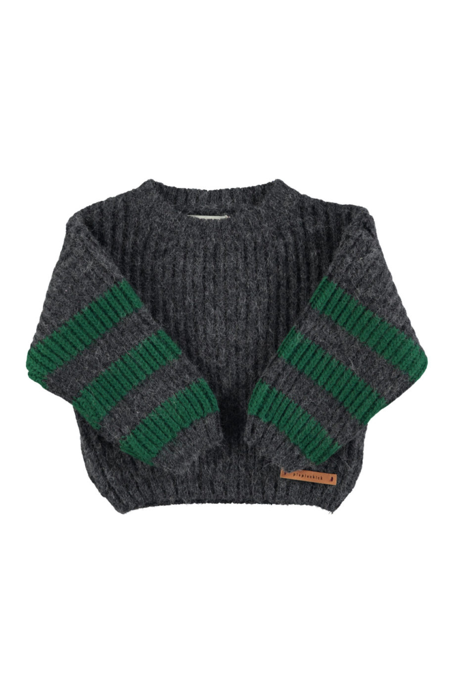PIUPIUCHICK | Knitted sweater | Grey & green stripes