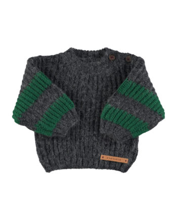 PIUPIUCHICK BABY |  Knitted sweater | Grey & green stripes