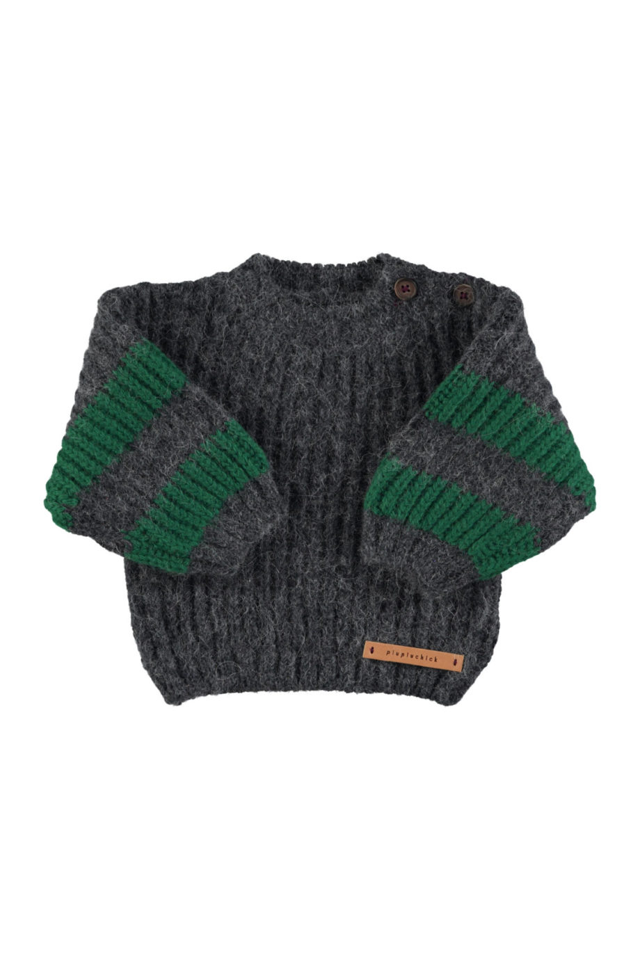 PIUPIUCHICK BABY |  Knitted sweater | Grey & green stripes