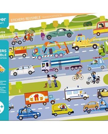 MIDEER |  AUTOCOLLANTS REUTILISABLES - LES TRANSPORTS - 110 PCS