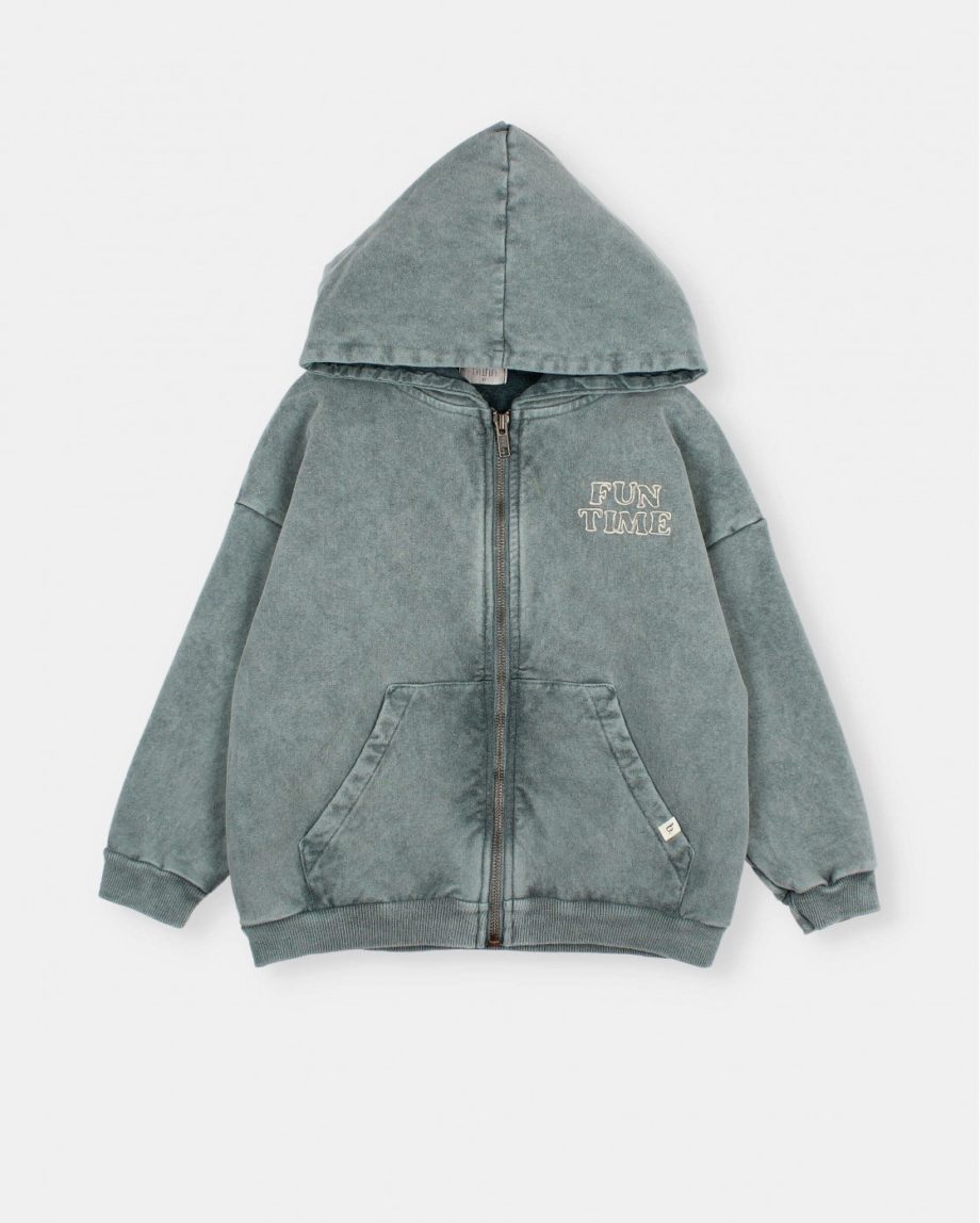BÚHO | Fleece hoodie zip Slate Green