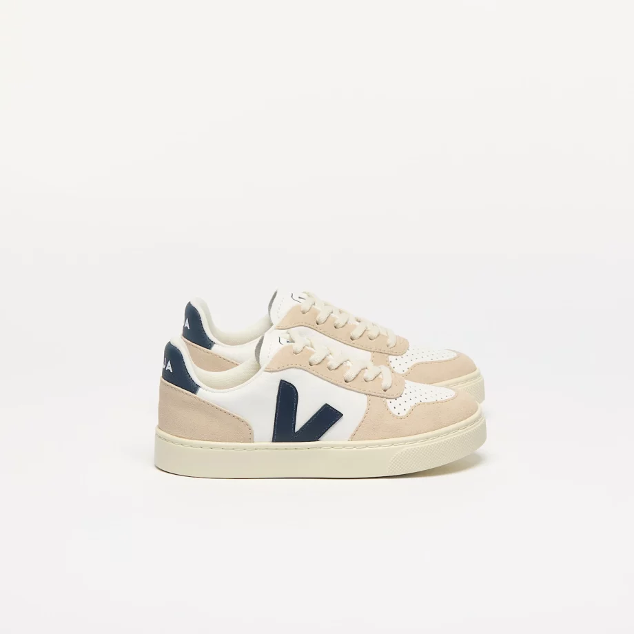 VEJA TEENS | V-10 LEATHER WHITE NAUTICO ALMOND