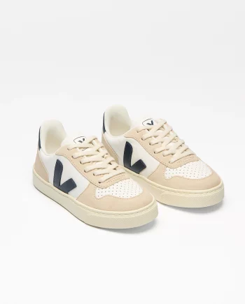VEJA TEENS | V-10 LEATHER WHITE NAUTICO ALMOND