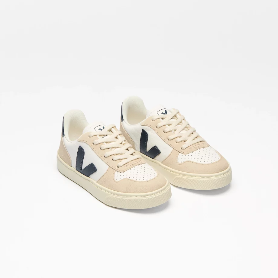 VEJA TEENS | V-10 LEATHER WHITE NAUTICO ALMOND