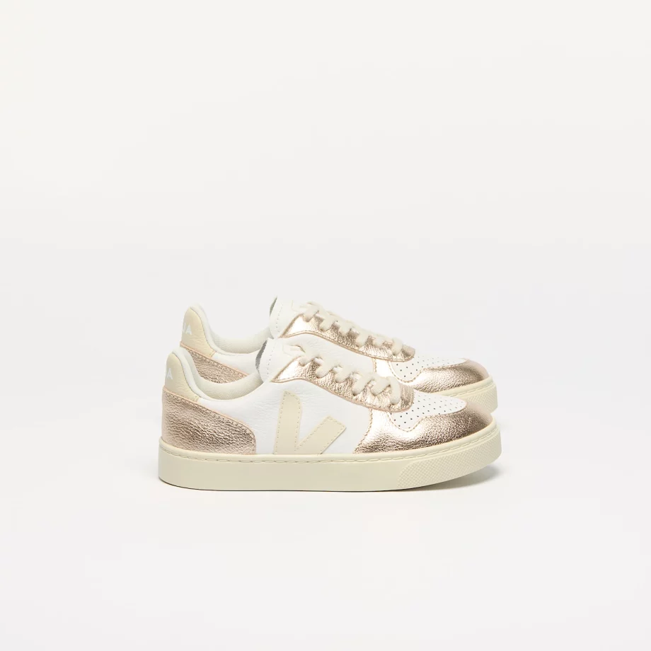 VEJA TEENS | V-10 LEATHER WHITE CALCAIRE PLATINE