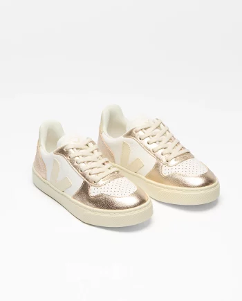 VEJA TEENS | V-10 LEATHER WHITE CALCAIRE PLATINE