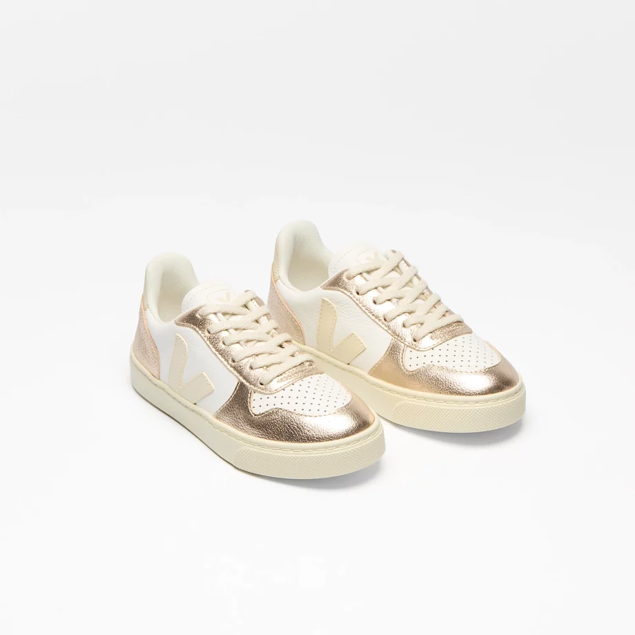 VEJA TEENS | V-10 LEATHER WHITE CALCAIRE PLATINE