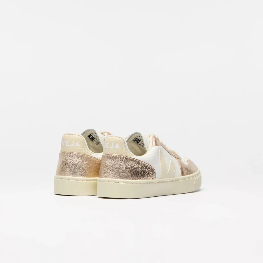 VEJA TEENS | V-10 LEATHER WHITE CALCAIRE PLATINE