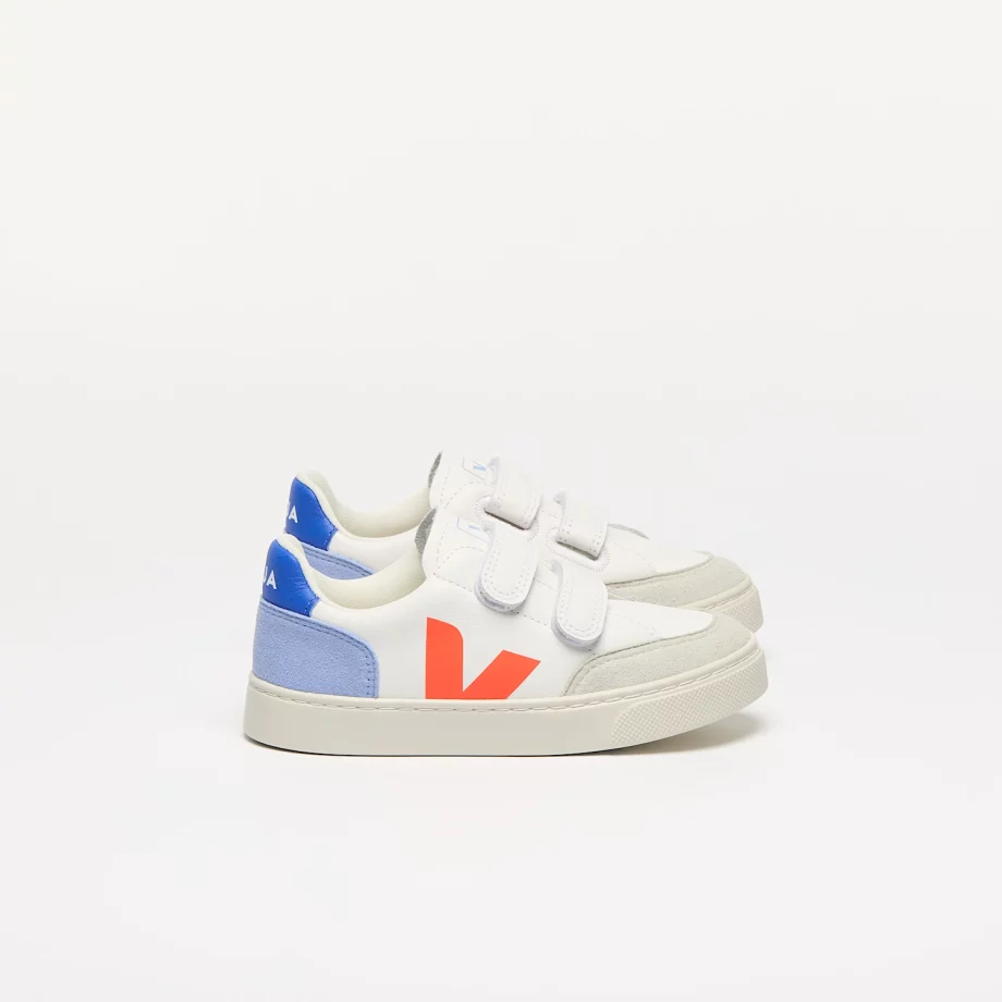 VEJA | V-12 LEATHER WHITE MULTICO ORANGE FLUO