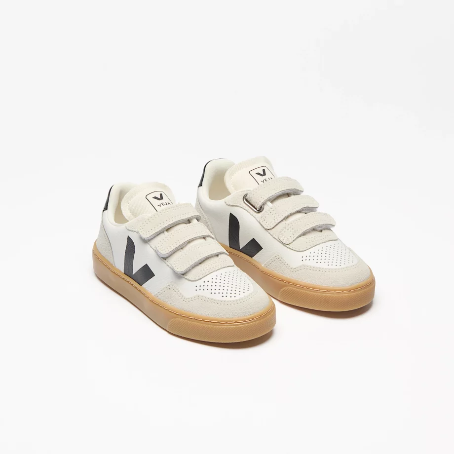 VEJA TEENS | V-90 LEATHER WHITE BLACK NATURAL