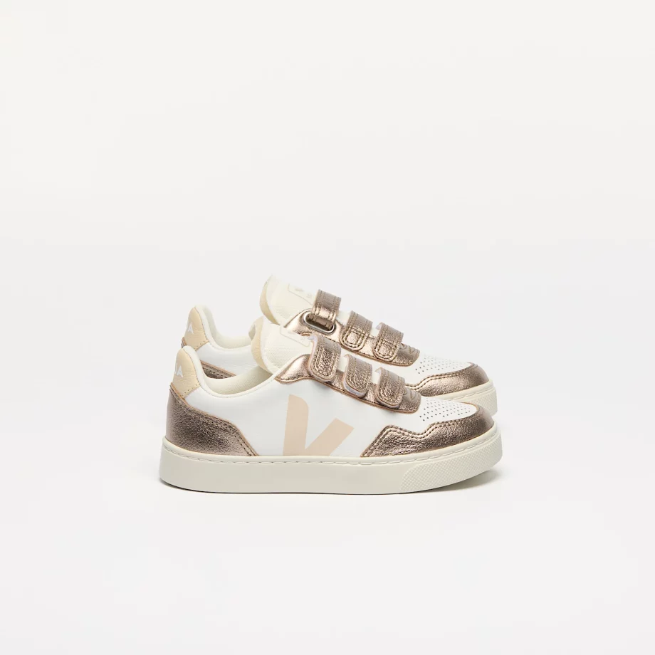VEJA TEENS | V-90 LEATHER WHITE SABLE BRONZE