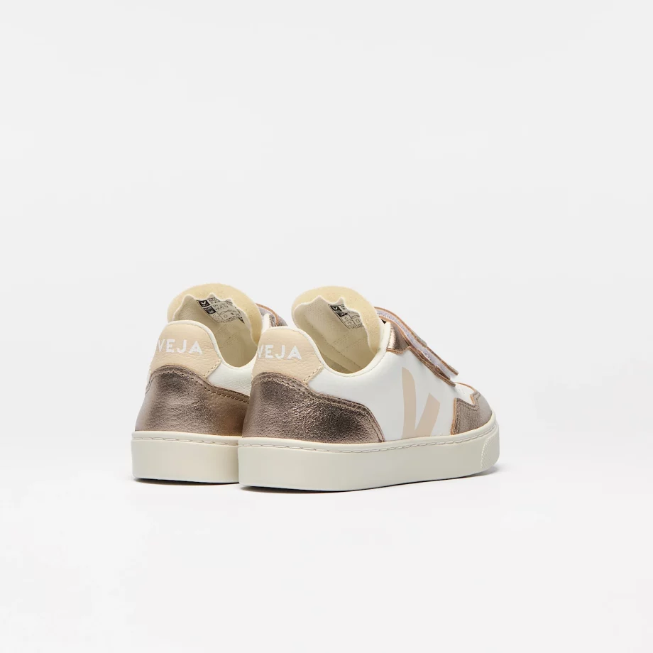 VEJA TEENS | V-90 LEATHER WHITE SABLE BRONZE