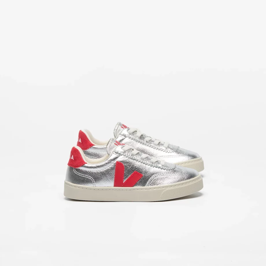 VEJA | VOLLEY ELASTIC LACES LEATHER SILVER PEKIN