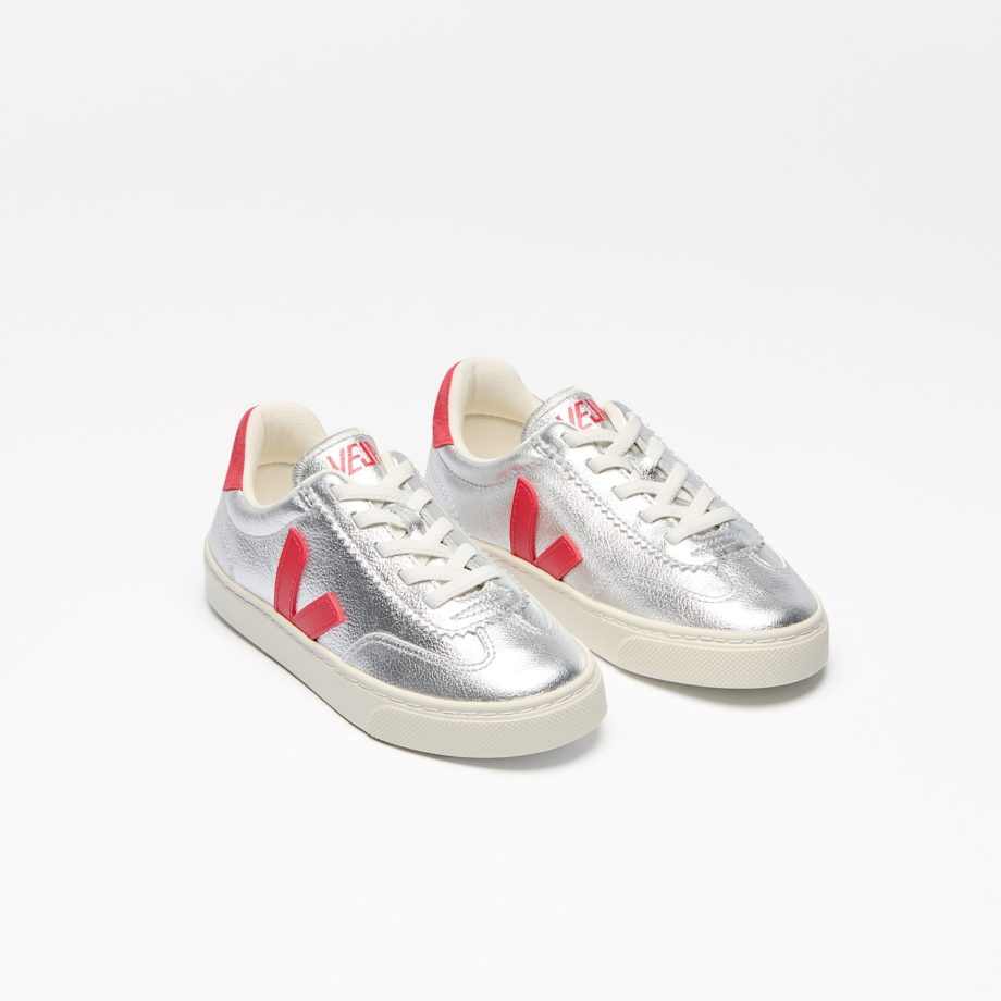 VEJA | VOLLEY ELASTIC LACES LEATHER SILVER PEKIN