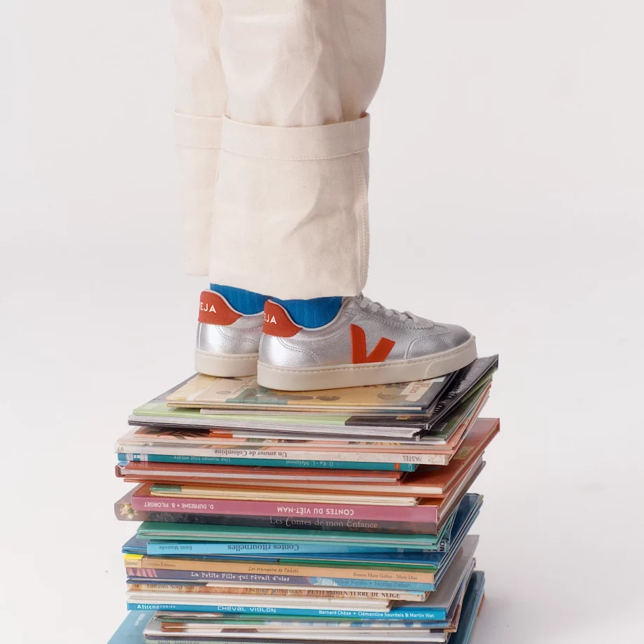 VEJA | VOLLEY ELASTIC LACES LEATHER SILVER PEKIN