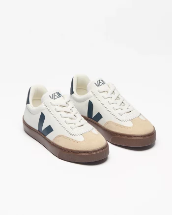 VEJA | VOLLEY ELASTIC LACES LEATHER WHITE NAUTICO BARK