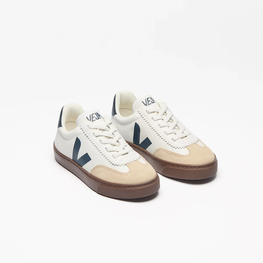 VEJA | VOLLEY ELASTIC LACES LEATHER WHITE NAUTICO BARK
