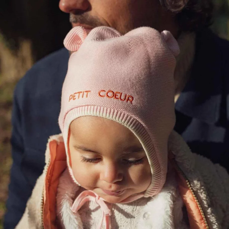 CHAMAYE | Bonnet bébé | Petit Coeur ROSE