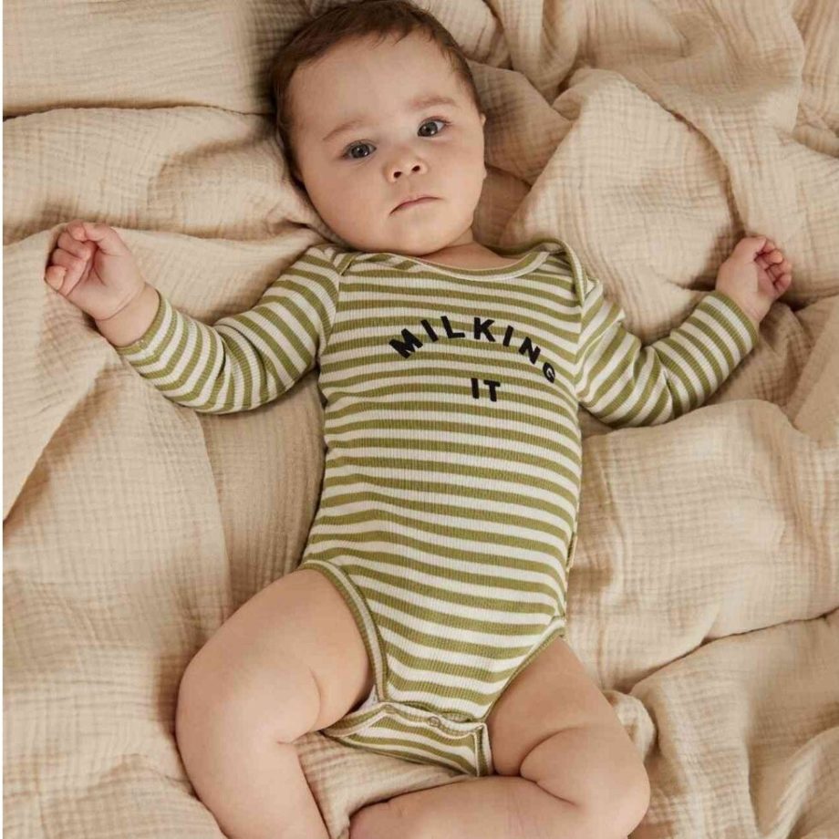 CLAUDE & CO | Milking It Matcha Stripe Bodysuit