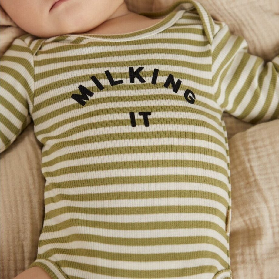 CLAUDE & CO | Milking It Matcha Stripe Bodysuit