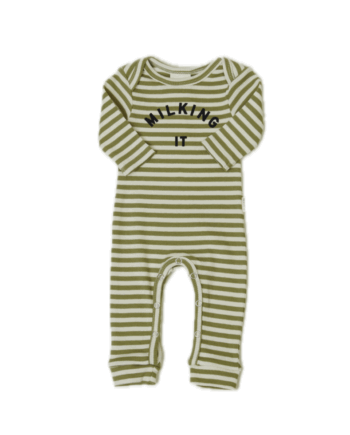 CLAUDE & CO | Milking It Matcha Stripe Onesie