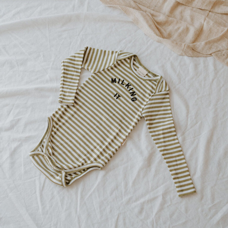 CLAUDE & CO | Milking It Matcha Stripe Bodysuit