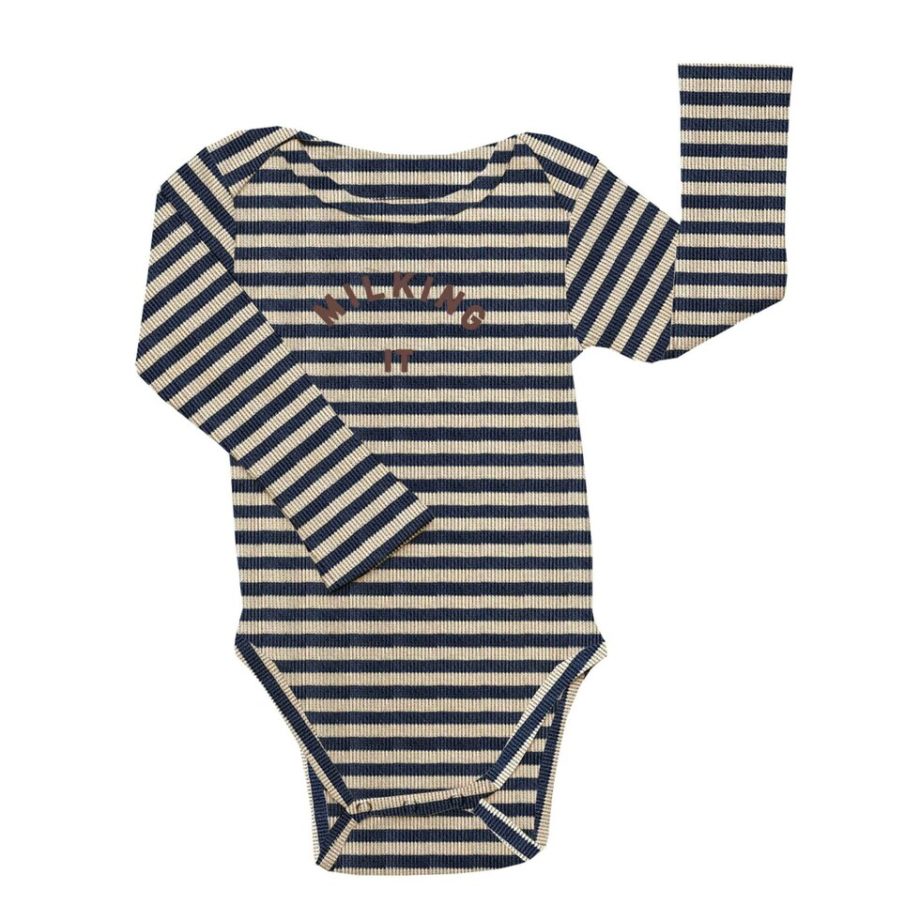 CLAUDE & CO | Milking It Inky Stripe Bodysuit long sleeves