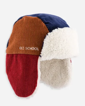 CHAMAYE | Chapka Tricolore Velours Old School AW25 | Bleu marine & Caramel