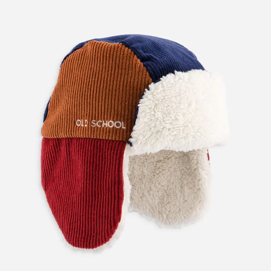 CHAMAYE | Chapka Tricolore Velours Old School AW25 | Bleu marine & Caramel