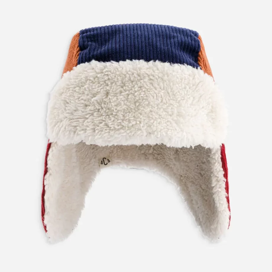 CHAMAYE | Chapka Tricolore Velours Old School AW25 | Bleu marine & Caramel