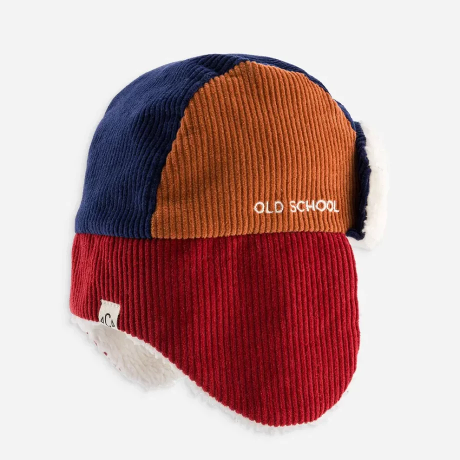 CHAMAYE | Chapka Tricolore Velours Old School AW25 | Bleu marine & Caramel