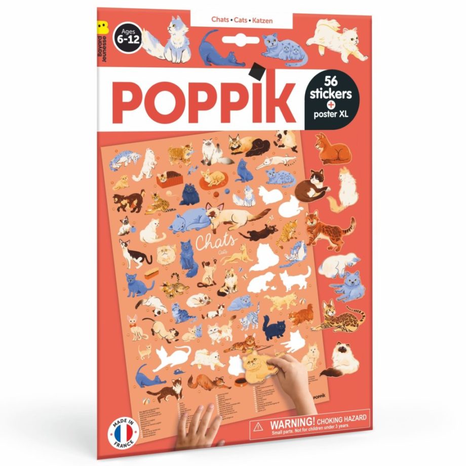 POPPIK | Poster à compléter + 56 stickers CHATS (6-12 ans)