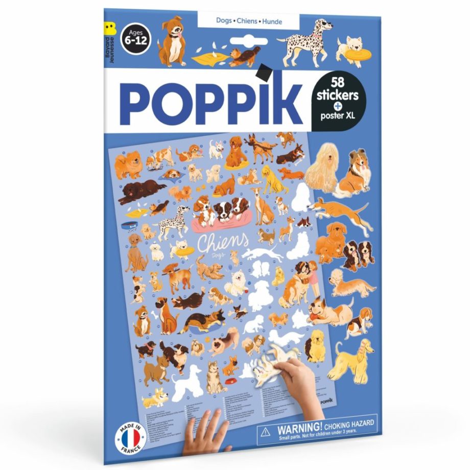 POPPIK | Poster à compléter + 58 stickers CHIENS (6-12 ans)