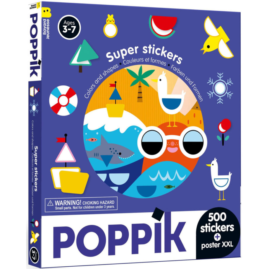 POPPIK | poster XXL + 500 stickers COULEURS ET FORMES (3 – 7 ANS)