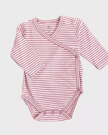 ORGANICERA | Longsleeve Kimono Baby body Stripe Bordeaux melange Newborn