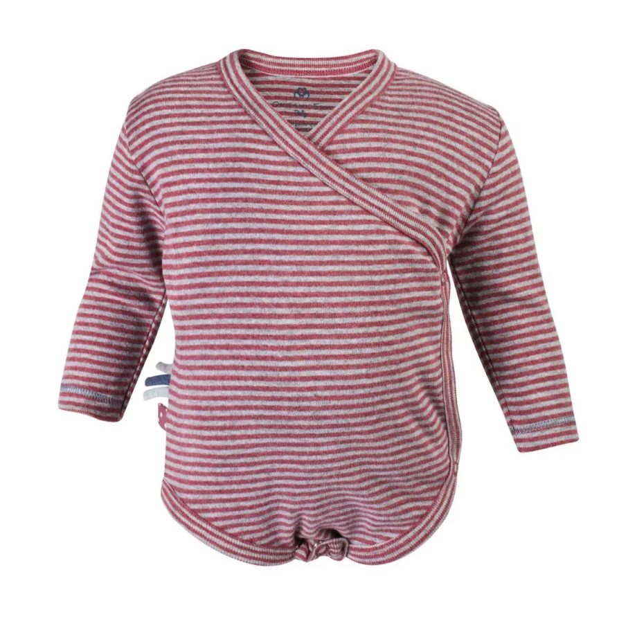 ORGANICERA | Longsleeve Kimono Baby body Stripe Bordeaux