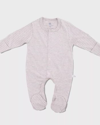 ORGANICERA |  Baby footed sleepsuit Stripe Rose melange