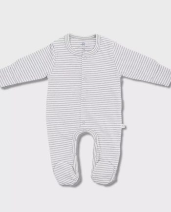 ORGANICERA |  Baby footed sleepsuit Stripe Grey melange
