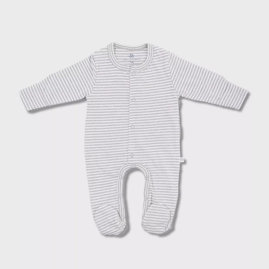 ORGANICERA |  Baby footed sleepsuit Stripe Grey melange