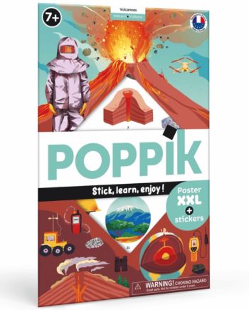 POPPIK | Poster pédagogique + 51 stickers LES VOLCANS (7-12 ans)