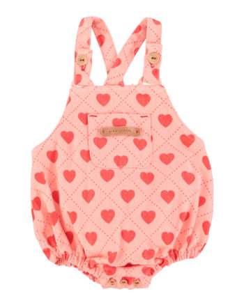 PIUPIUCHICK BABY | baby romper | pink w/ red hearts allover