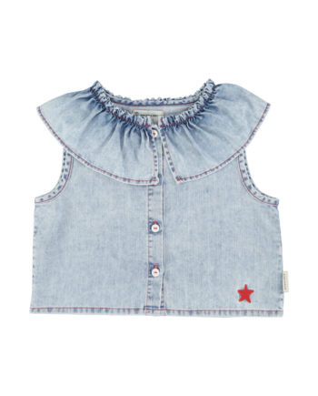 PIUPIUCHICK | sleeveless blouse w/ collar | blue light denim