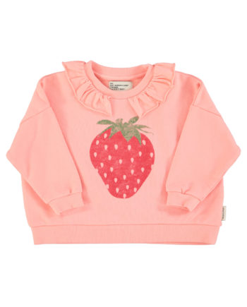 PIUPIUCHICK | sweatshirt w/ collar | light pink w/ strawberry print