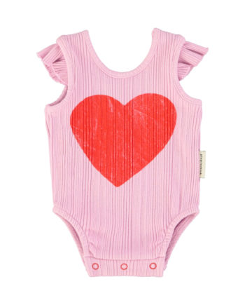 PIUPIUCHICK BABY | sleeveless bodysuit | lilac w/ red heart print