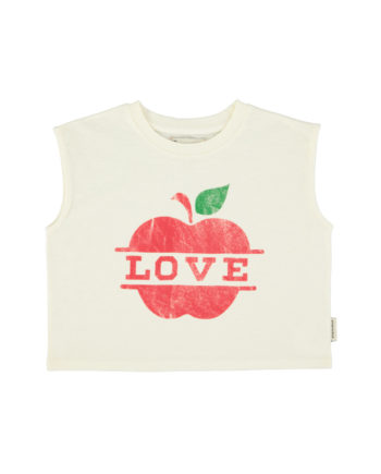 PIUPIUCHICK | sleeveless t´shirt | ecru w/ apple print