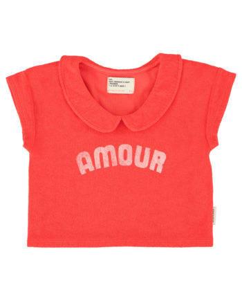 PIUPIUCHICK | t'shirt w/ peter pan collar| red w/ "amour" print